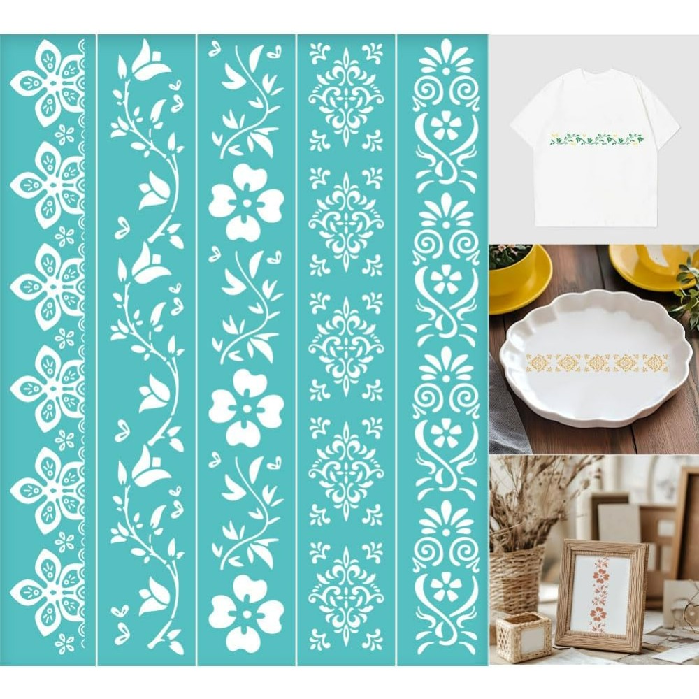 Silk Screen Printing - 2 قطعة الحدود زهرة استنسل بالشاشة