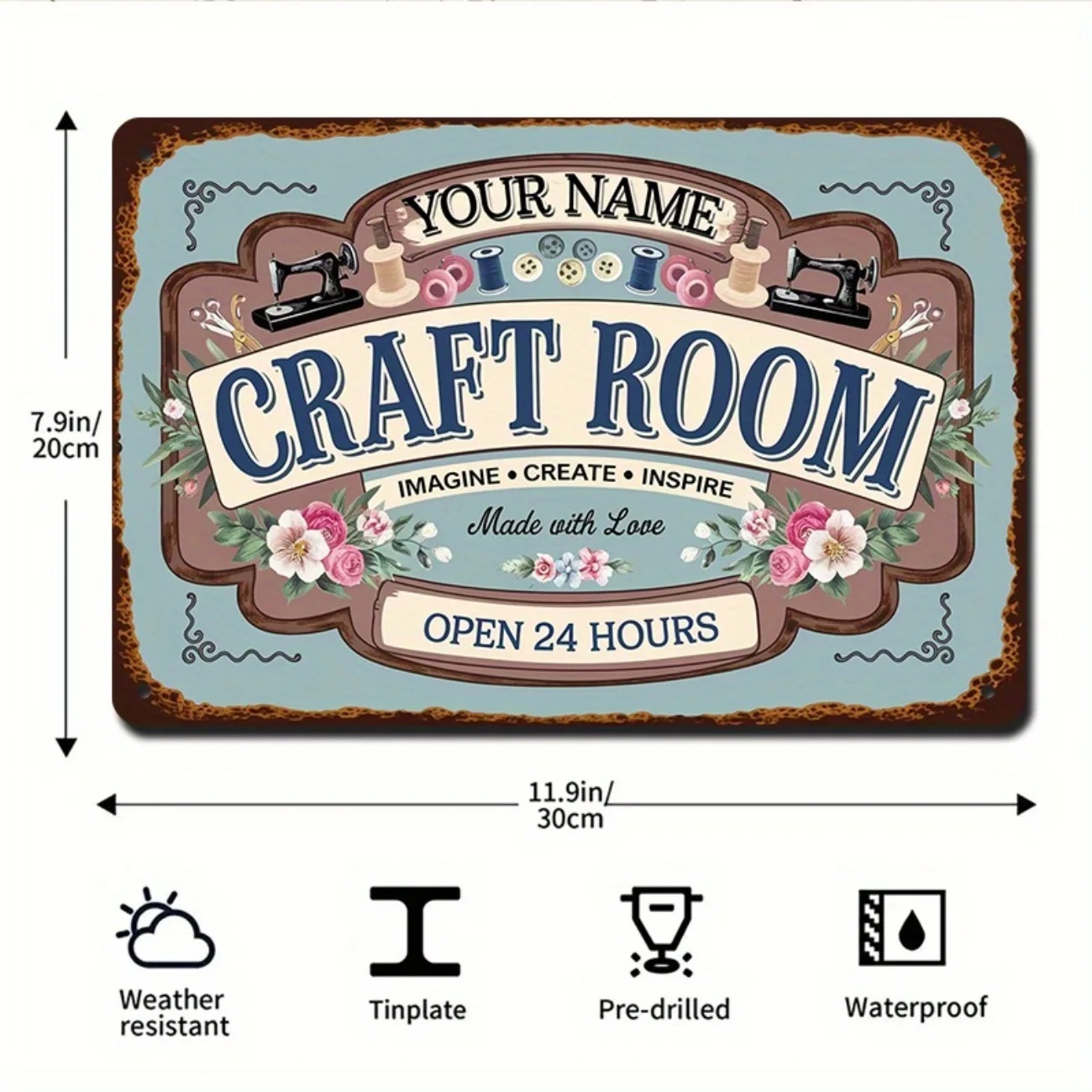 Art And Craft Studio - لافتة معدنية مخصصة لغرفة الحرف اليدوية،