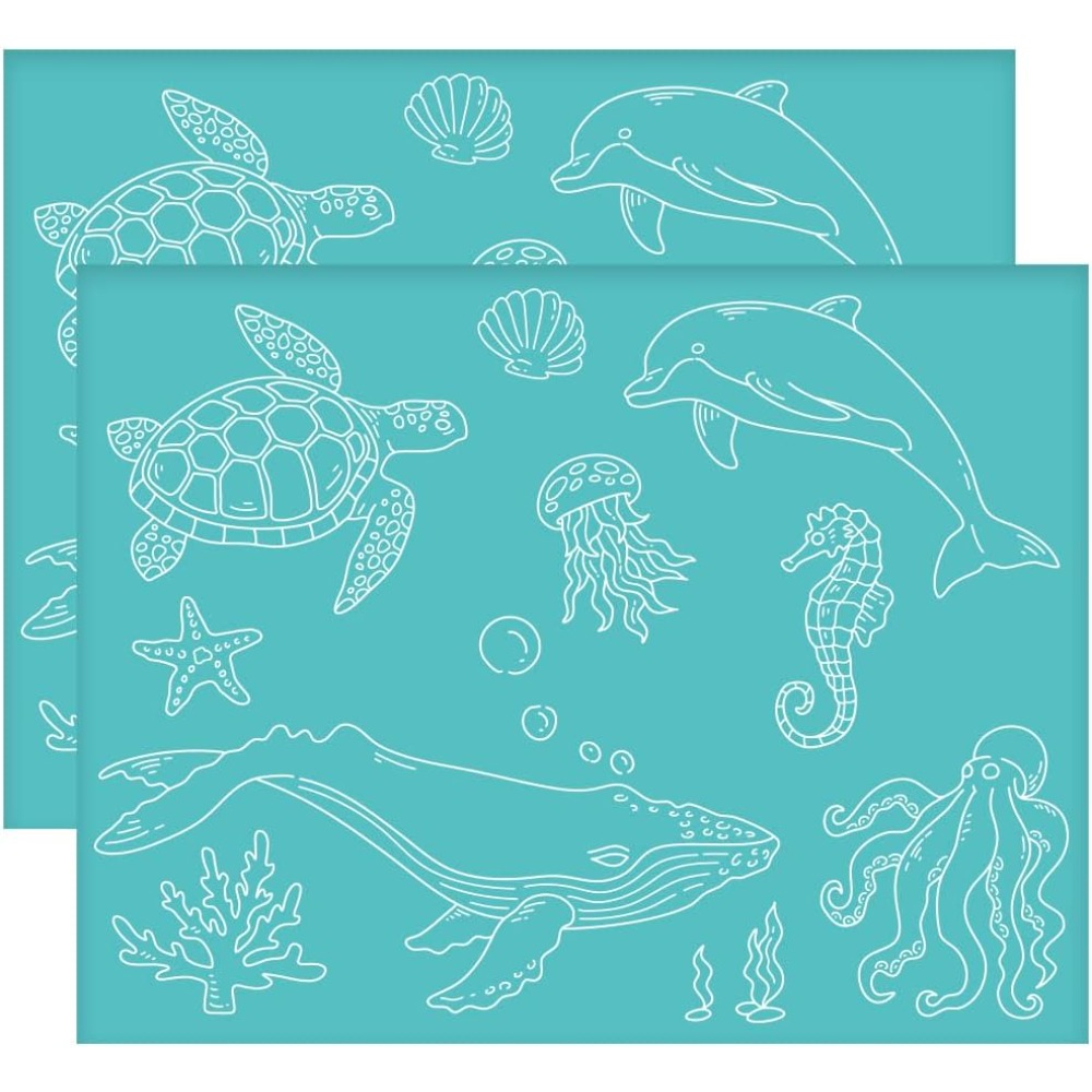 Silk Screen Printing - 2 قطعة 11x8.6 بوصة البحر الحيوان